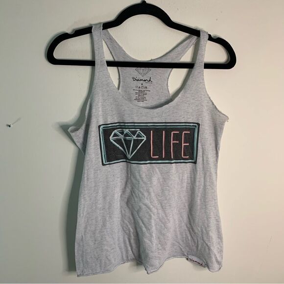 Diamond Supply Co. Diamond Life Grey Racerback Tank Top Size Small - Picture 1 of 7